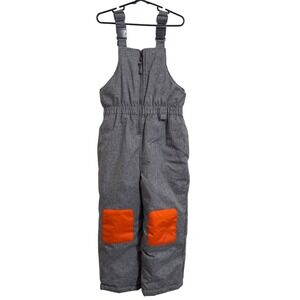 Rugged Bear‎ Kids Gray Orange Insulated Snow Bib Overalls Size 5